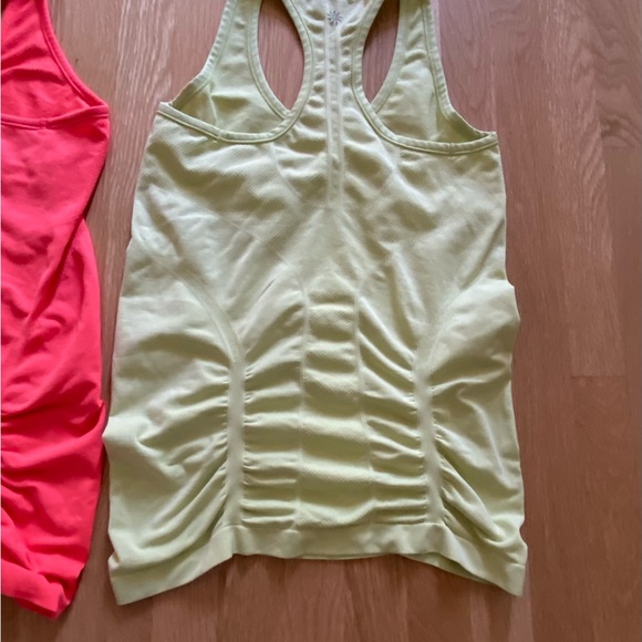 Athleta Set of 2 Womens Racer Back Tanks w Flattering Details /Lime / Orange / S - Picture 11 of 16